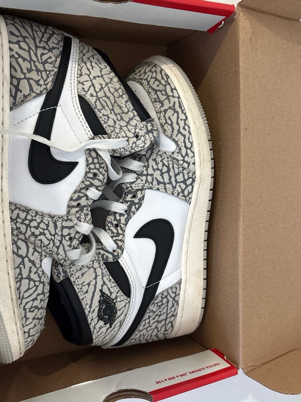 Jordan 1 Color Cement Grey Nike Mid-Retro Sneakers with Black Swoosh